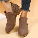 Womens Pointed-toe Low-heeled Martin Boots