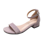 Womens Suede Open-toe Sandals With A Chunky Heel And Ankle Strap Buckle