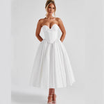 Bow-decorated Strapless Fishbone Sleeveless Dress