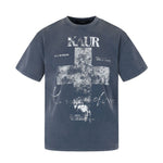 Mottled Cross-printed Washed-and-distressed Trendy Top