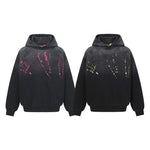 Distressed Washed Long-Sleeve Hoodie Mens And Womens Loose-Fit Couple Top