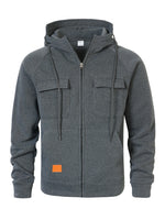 Mens Loose-Fit Hoodie With Multiple Pockets And A Stand-Up Collar