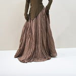 Ruffled Forest Girl Style Traditional Chinese Inspired Cotton Linen A Line Maxi Skirt