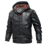 Men's Casual All-matching Hooded Leather Coat Trendy Basic