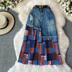 American-style Cool And Edgy Ripped Fringed Denim Skirt