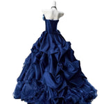 Blue High-end Intricately Embellished Strapless Ball Gown For Evening Events And Banquets