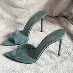 2026 Summer New Women's High Cost-Performance Sexy Pointed Toe Stiletto Heel Mules Open Toe Sandals