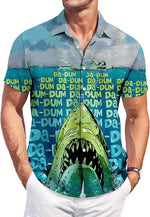 Lapel Top With Digital-print Abstract-style Shirt