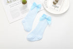 Baby Infants Kids Toddlers Girls Boys Knee High Socks Tights Leg Warmer Ribbon Bow Solid Cotton Stretch Cute Lovely