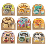 Five-piece Bamboo Fiber Children's Tableware Bowl And Dish Set