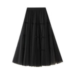 Bow-knot Tulle Skirt For Fallwinter Figure-flattering High-waisted A-line Style