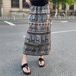 Ethnic-style Half-length Skirt With A Little Elephant Print