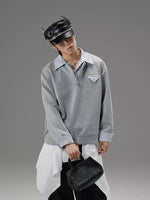 Mens Mock Two-Piece Spliced Design Shirt Hoodie