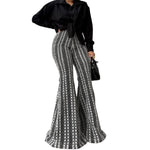 Slim-fit Striped Mid-rise Stretch Flare Pants In European And American Style