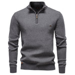 Mens Thickened Half-Zip Stand-Up Collar Casual Sweater