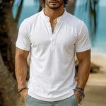 Mens Tie-Dye Button-Down Short-Sleeve Stand-Collar Shirt