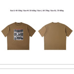 Personalized Nine-Grid Print Short-Sleeve T-Shirt Mens Loose-Fit Casual Crew-Neck Top