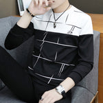 Men's Round-Neck Colorblock Stripe Long-Sleeve Sweatshirt
