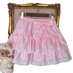 Polka-dot Lace-trimmed Bow Skirt For Women
