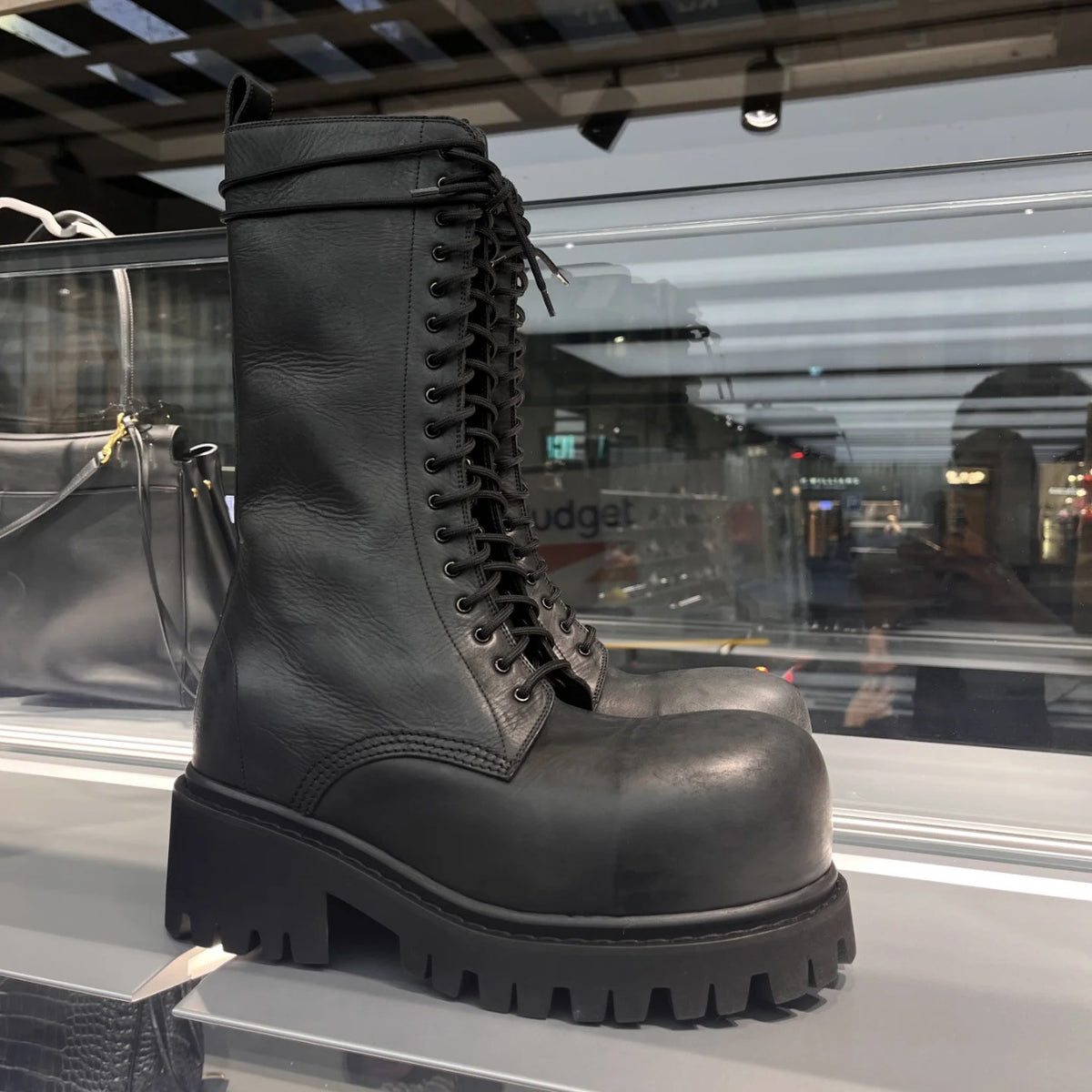 Super Cool Big-head Boots Womens Mid-calf Boots New Style Chunky Heel Height-increasing