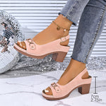 Fish-mouth Metal Chain High-heeled Sandals For Women