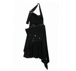 Fairy-style Rhinestone-studded Two-way Halter-neck Asymmetrical Dress