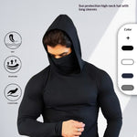 Mens Summer Fitness Apparel Tight-Fitting Quick-Drying Outdoor Hooded Sun-Protective Top