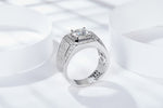 S925 Sterling Silver Wide Band Moissanite Ring, 1&2&3&5ct D-VVS1 Octagon Pave Setting, US Sizes 5-9, GRA Certified Jewelry Gift Box