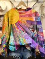 Womens Crew-Neck Pullover Casual Sweatshirt With 3D Hooded Print