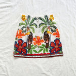 Womens Tropical Palm Leaf And Bird Color-Print Dress