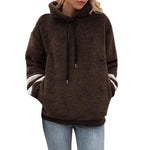 Womens Relaxed-fit Fur-panelled Long-sleeve Ribbed Hoodie With Drawstring Details