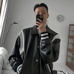 Han Fan GD G-Dragon Plankton Shuai Jacket Men's Spring Clothes Baseball Clothes Spell Color Pu Leather