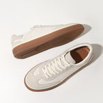 Low-top Casual Shoes With Cowhide And Linen Patchwork