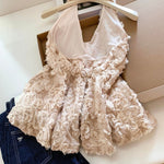 Halter-neck Off-shoulder Top With Three-dimensional Floral Design For Women