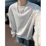 Tie-dye Colorful Embroidered Crewneck Sweatshirt For Men