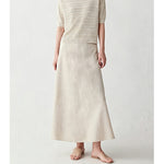 Womens Linen A-line Skirt With Defined Waist