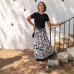 Casual Resort Flared Midi Skirt With A Botanical Print