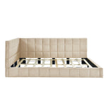 Full-size Upholstered Sofa Bed, Sofa Bed Frame - Beige, Velvet