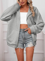 Zip-up Hooded Long Sleeve Jacket, Sporty & Casual Style