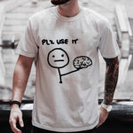 Brain-themed Funny Graphic Loose-fit Crewneck T-shirt