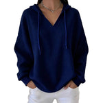 Casual Solid-color Trendy Hoodie With Drawstring And Long Sleeves