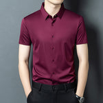 Men's Solid Color Button Short-sleeved Shirt Top