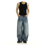 Street-style Vintage Washed Blue Jeans American Style