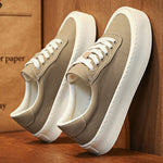 Mens Breathable Canvas Board Shoes With A Height-increasing Sole