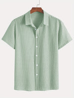 Mens American-Style Retro Plaid Short-Sleeve Shirt