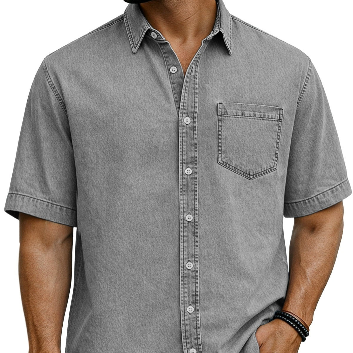 Mens New Casual Short-sleeve Shirt