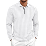 Mens Long-Sleeve Zip-Up Stand-Collar Polo Shirt