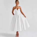 Bow-decorated Strapless Fishbone Sleeveless Dress
