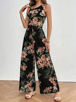 Floral-patterned Comfortable Casual Loose-fitting One-piece Pants