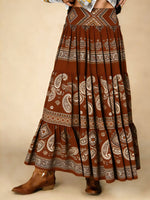Versatile Bohemian Print High-Waist Slimming Skirt
